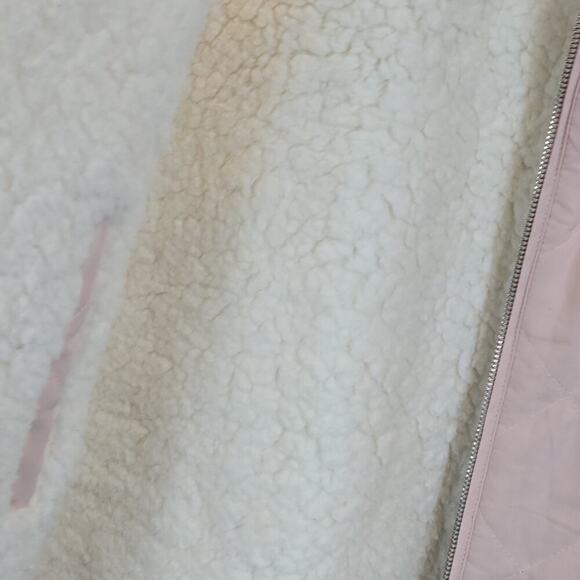 Ruby Rd Petite Large Pink Reversible Cream Sherpa Quilted Puff Vest Front Zip - Picture 3 of 8